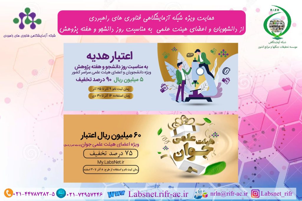 درج تخفیف شبکه آزمایشگاهی فناوری های راهبردی ویژه روز دانشجو