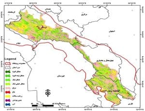  نقشه پوشش اراضی در محدوده جنگل‌های زاگرس میانی